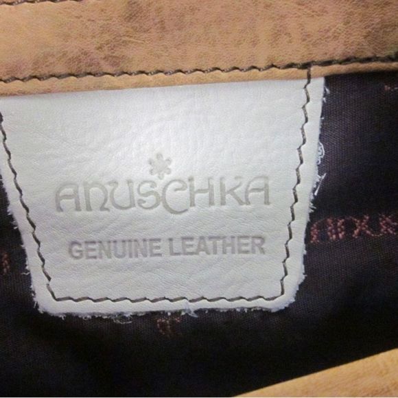 COPY - Anuschka Blue Tone Paisley Double Front Zip Hand Painted Leather Handbag - Picture 4 of 6